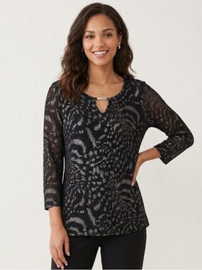 Black and Silver Patterned Blouse